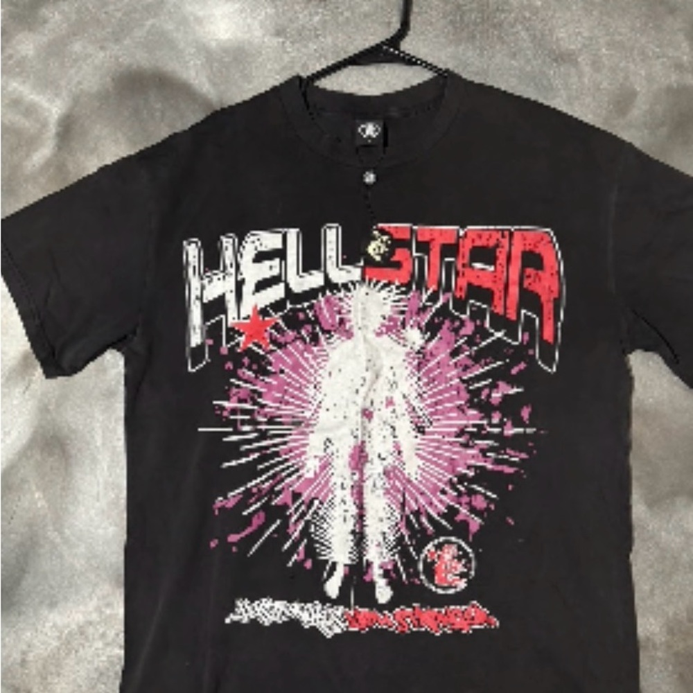 HellStar Black Graphic T-Shirt with Red and White Design 1 of 1